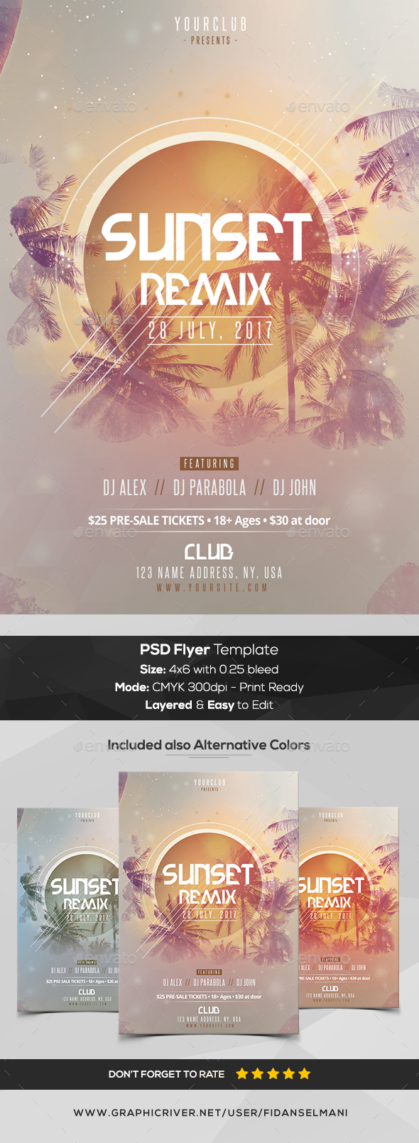 Sunset Remix - PSD Flyer Template - Flyers Print Templates