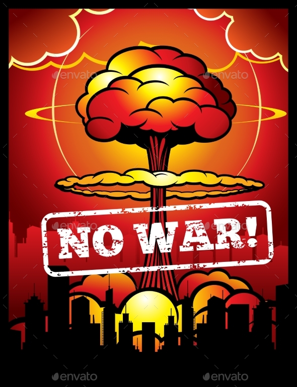 Vintage No War Vector Poster with Explosion - Miscellaneous Vectors