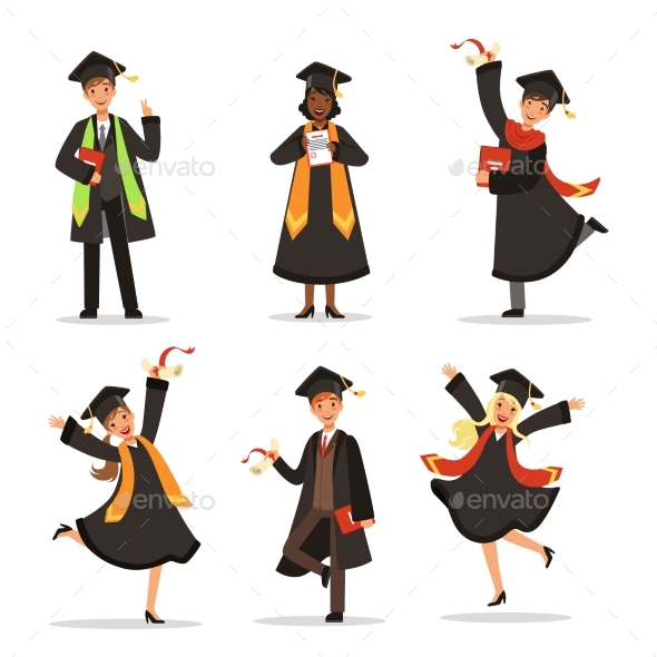 Success and Happy Students - People Characters
