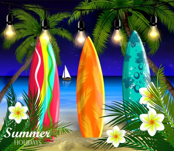 GraphicRiver Palm Trees at Night 20385823 GraphicRiver Palm Trees at Night 20385823