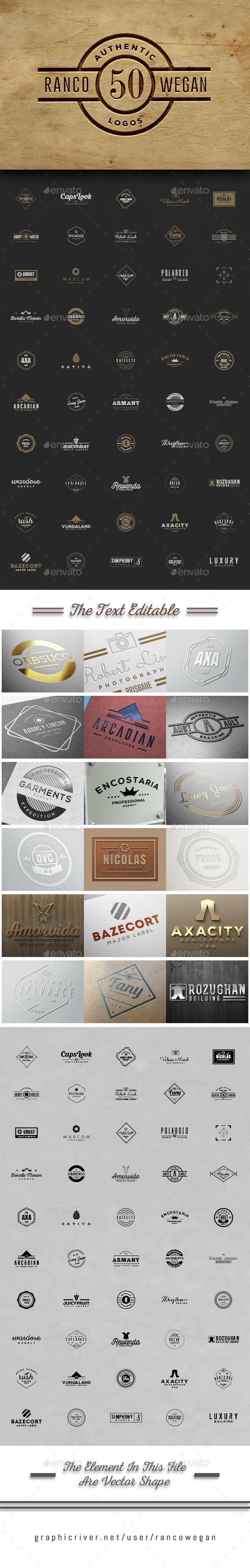 50 Authentic Logo - Badges & Stickers Web Elements