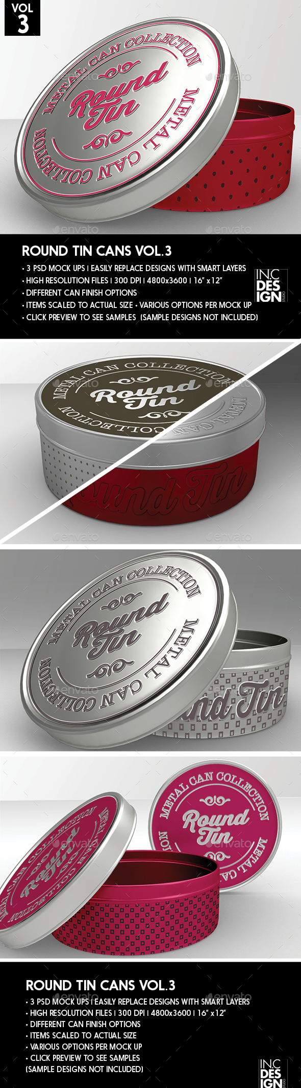 Round Tin Cans Vol.3 Packaging Mock Ups