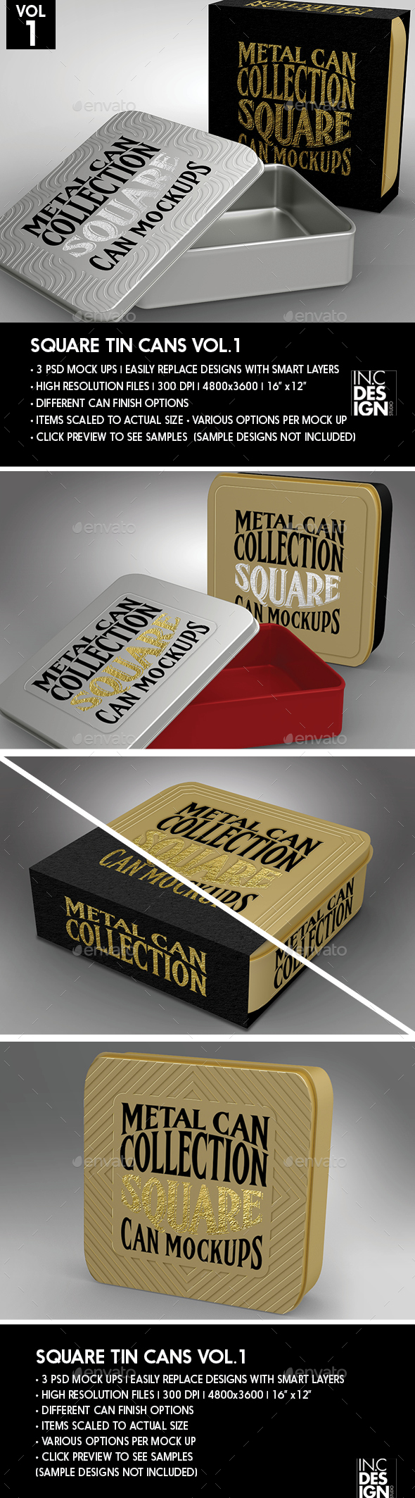 Large Square Tin Packaging Mock Up