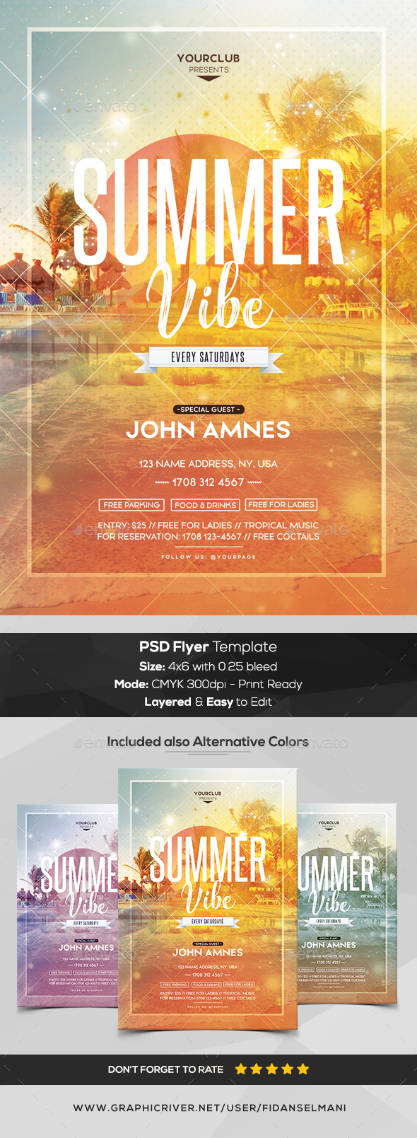 Summer Vibe - PSD Flyer Template - Clubs & Parties Events