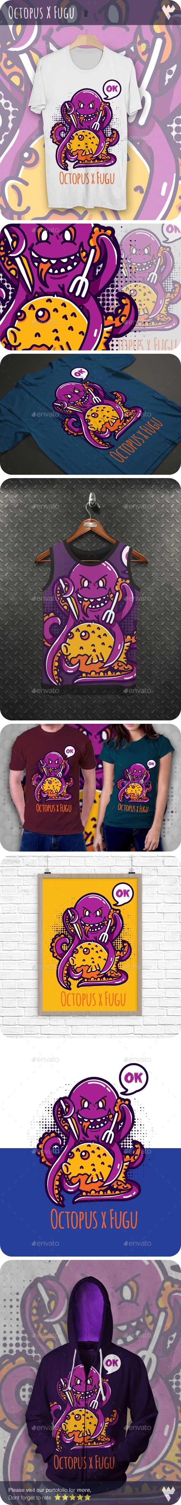 GraphicRiver Octopus X Fugu Fish T-Shirt Design 20388847