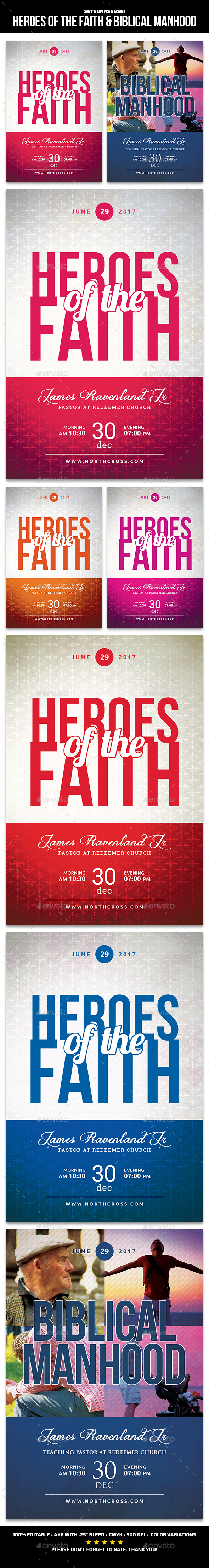 Heroes of the Faith & Biblical Manhood Church Flyers - Church Flyers