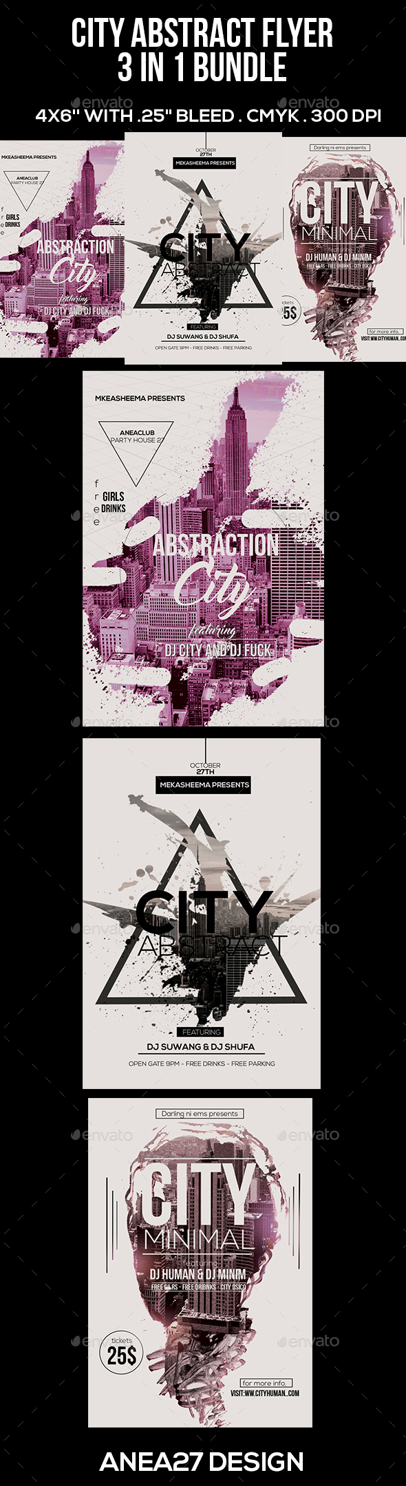 3 in 1 City Abstract Flyer - Clubs & Parties Events
