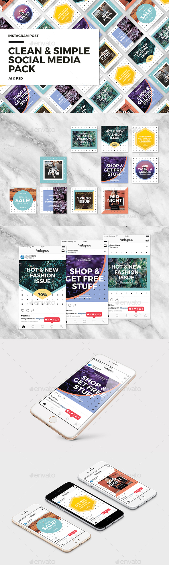 Clean & Simple - Social Media Pack - Social Media Web Elements