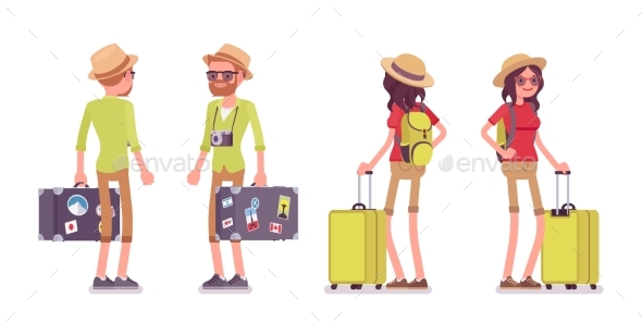 Tourist Man and Woman Standing - Travel Conceptual