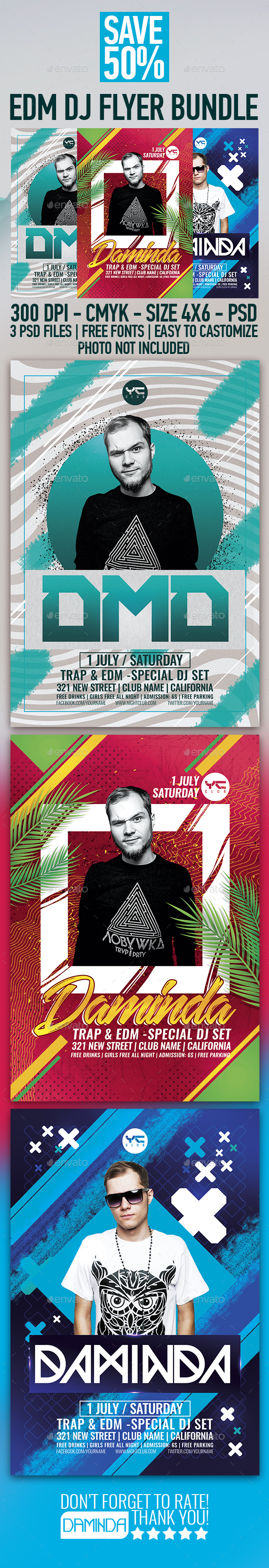 EDM Dj Flyer Bundle 3 - Clubs & Parties Events