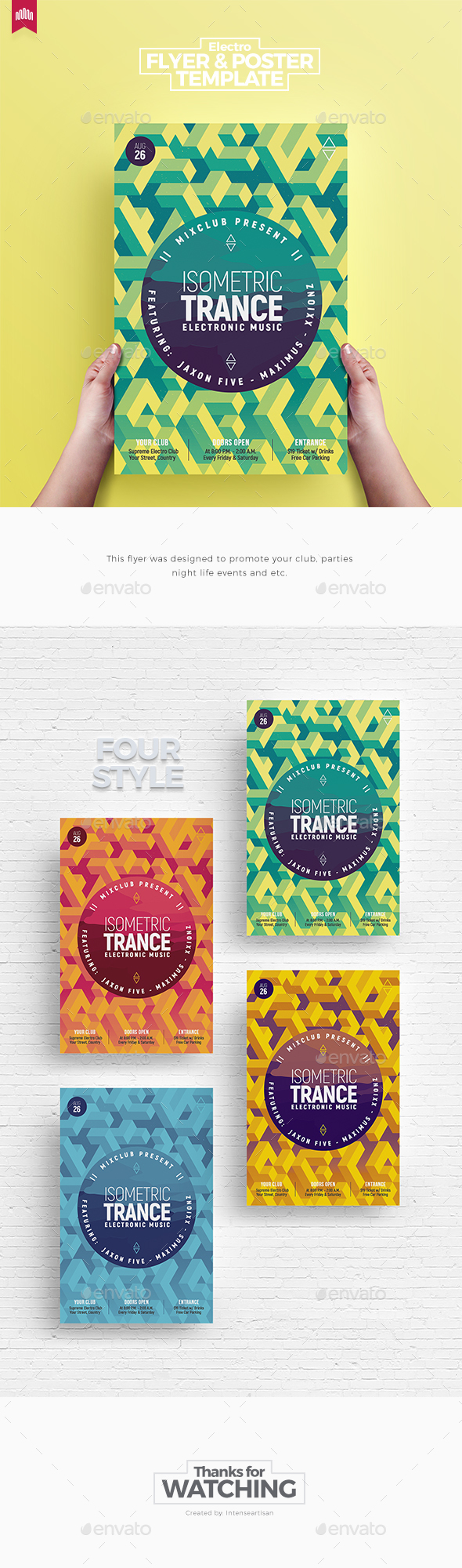 Isometric Trance - Flyer Template - Clubs & Parties Events