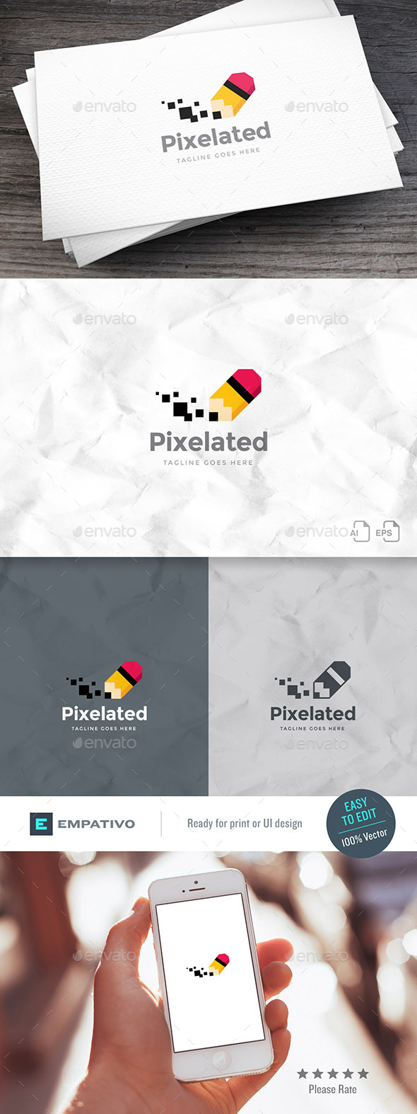 Pixel Pencil Logo Template - Objects Logo Templates