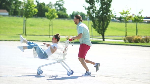 Husband and Wife Came for Shopping. While the Children Are Not at Home, They Are Having Fun alt