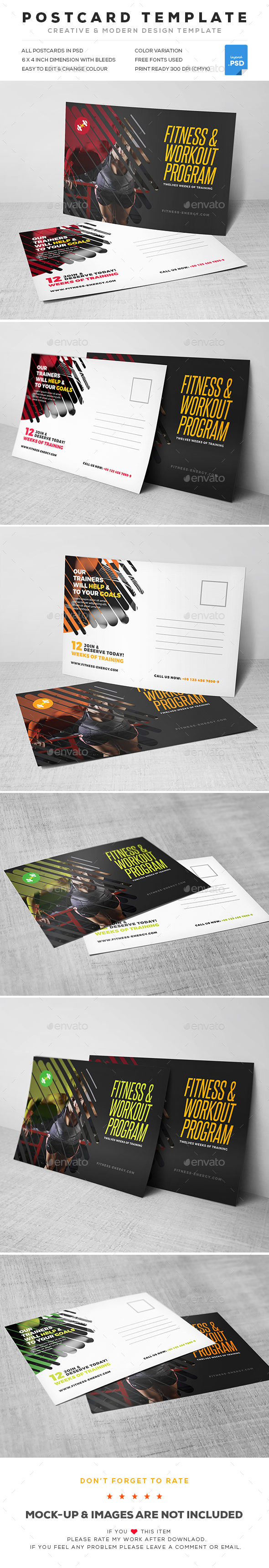 Fitness Postcard - Cards & Invites Print Templates
