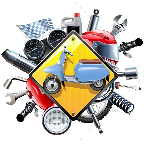 Vector Motorcycle Spares with Scooter - Industries Business