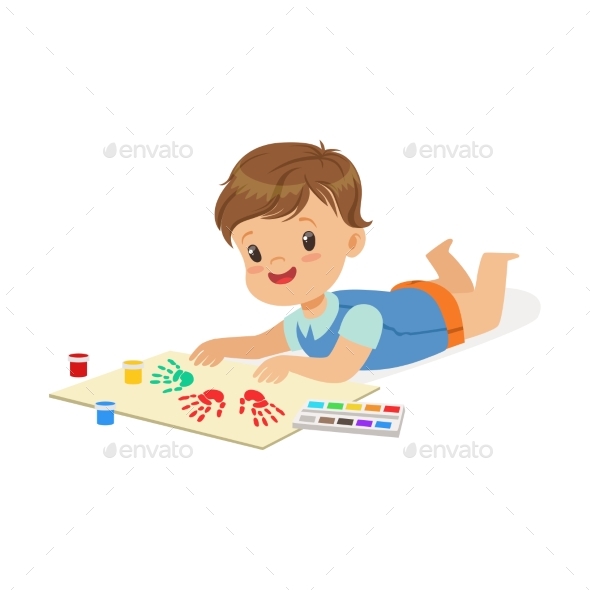 Boy Lying on His Stomach - Miscellaneous Vectors