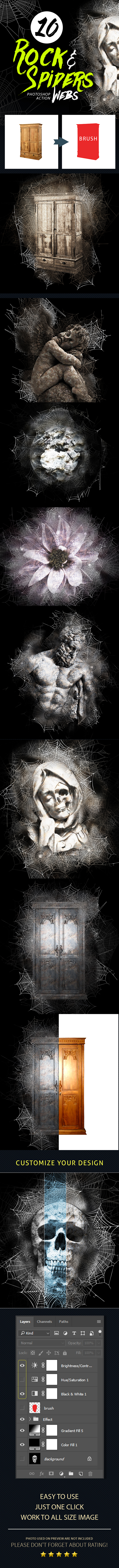 10 Rock And Spiders Photoshop Action - Photo Effects Actions