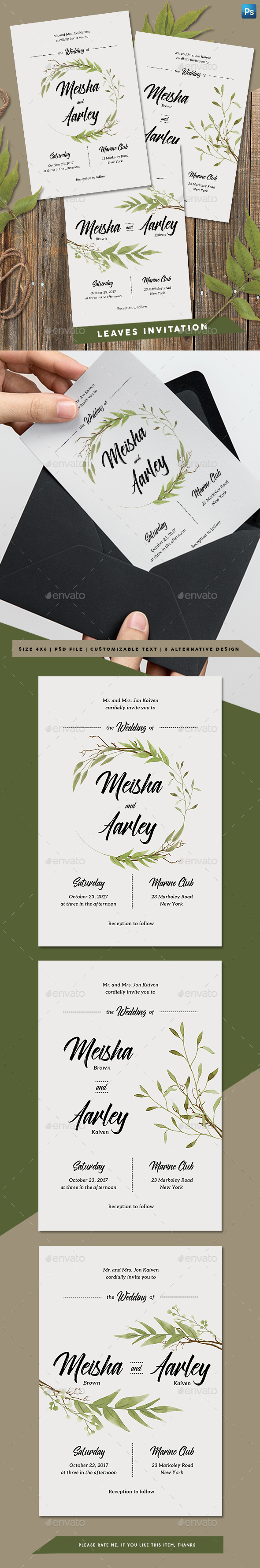 Leaves Invitation - Weddings Cards & Invites