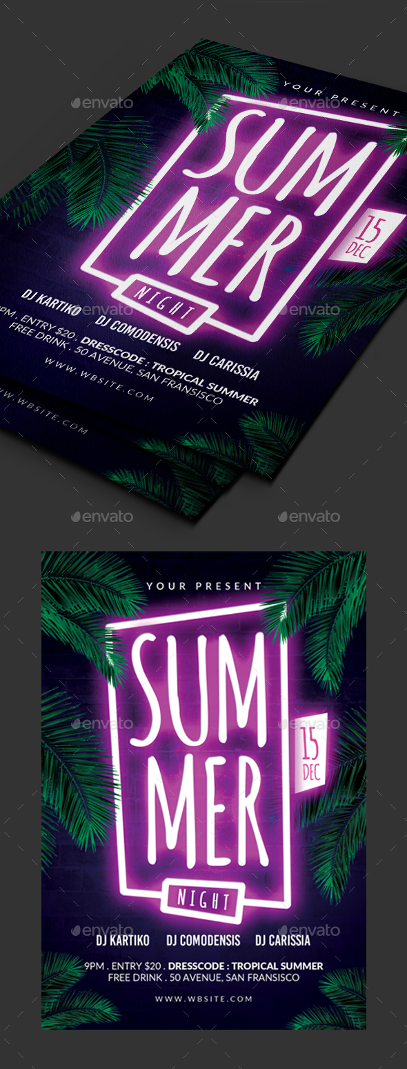 Summer Night Party Flyer - Holidays Events