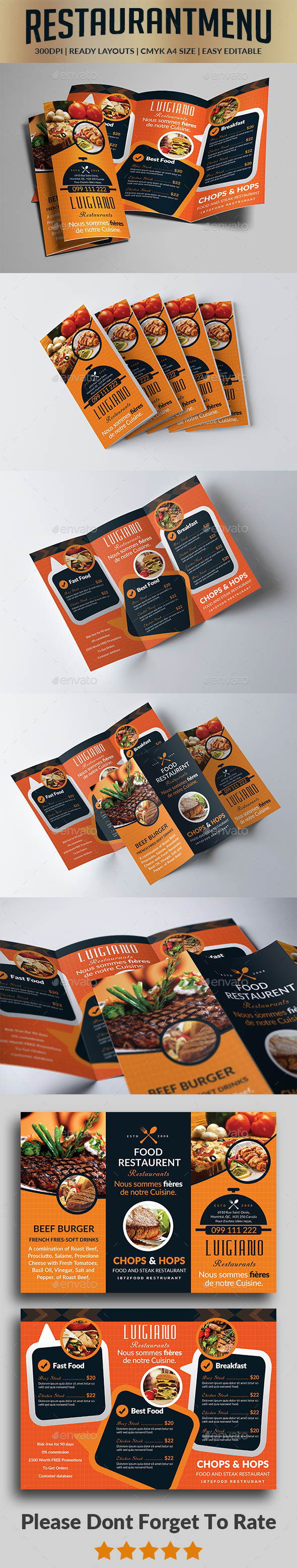 Food Menu Trifold Brochure