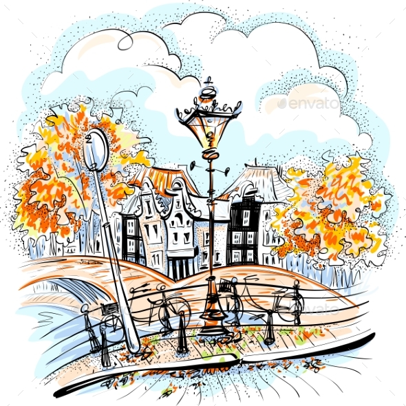 GraphicRiver Vector City View of Amsterdam Bridges 20396481 GraphicRiver Vector City View of Amsterdam Bridges 20396481