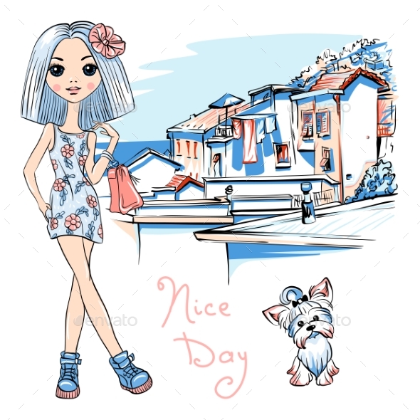 Fashion Girl in Manarola, Italia. - People Characters