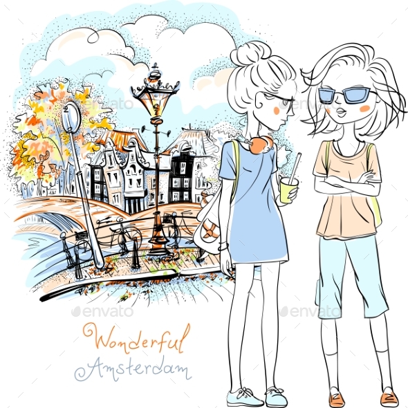 Vector Fashion Girls in Amsterdam - Man-made Objects Objects
