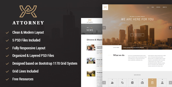 Attorney responsive PSD template