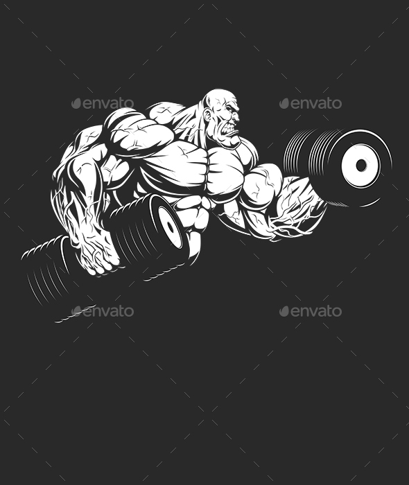 Bodybuilder with Dumbbells - Sports/Activity Conceptual