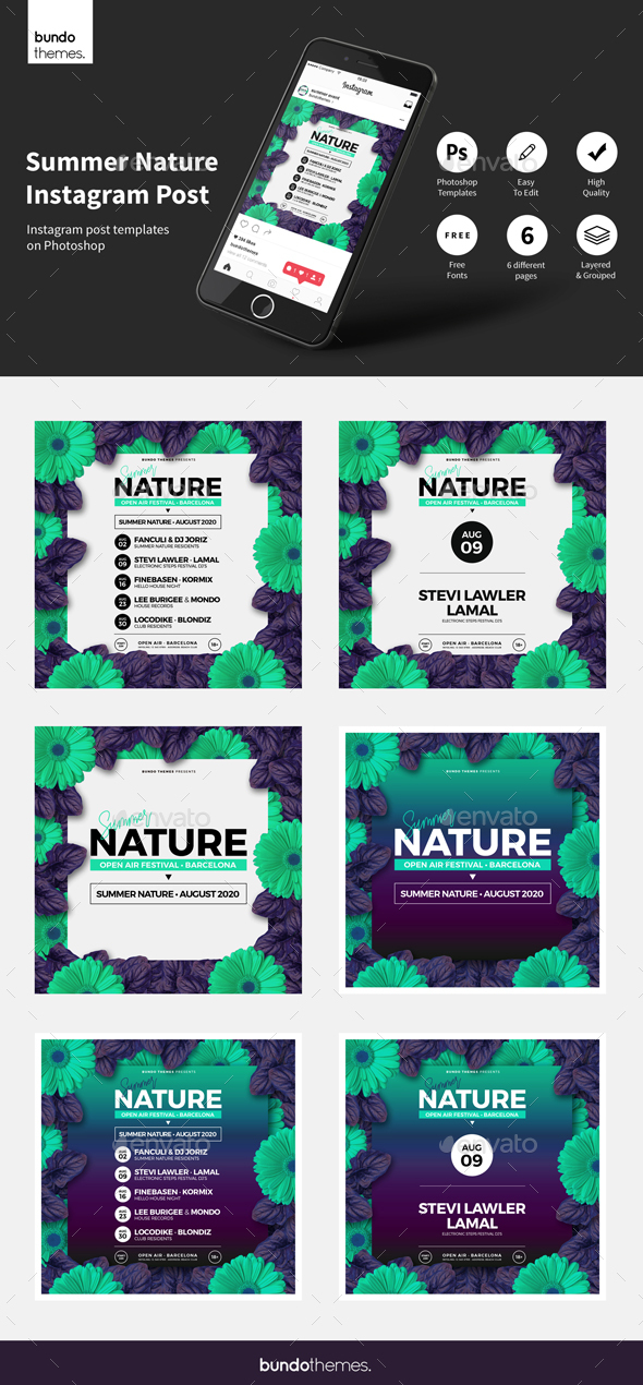 Summer Nature Instagram Post - Social Media Web Elements