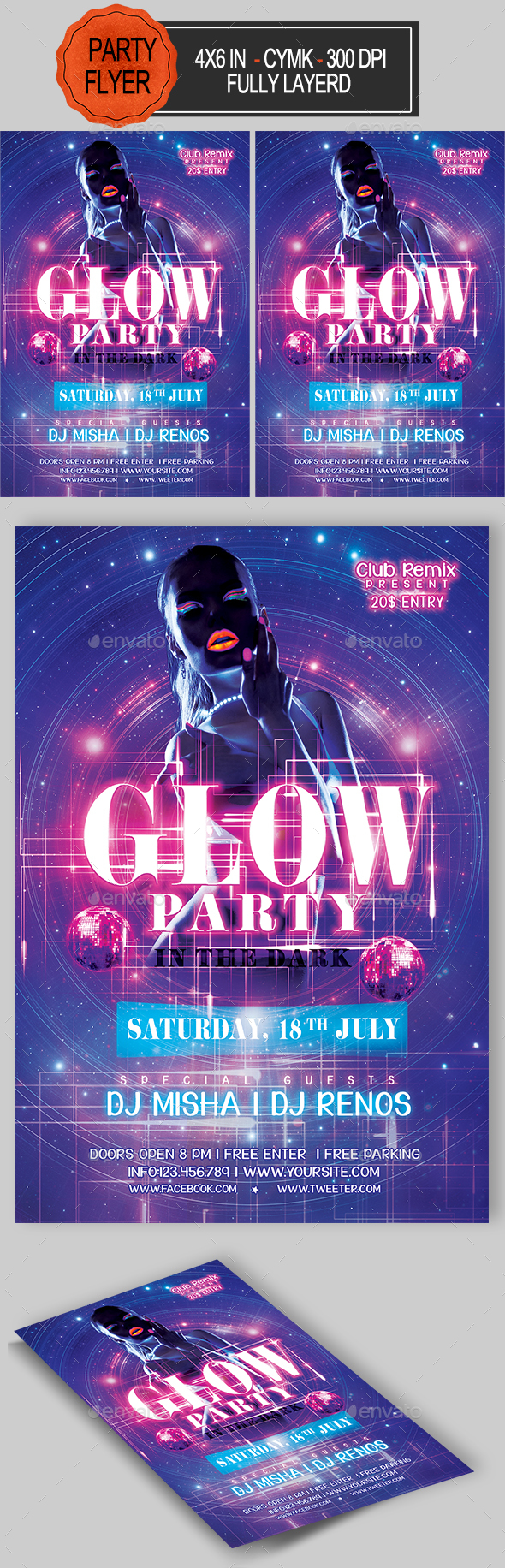 Glow Party Flyer - Clubs & Parties Events