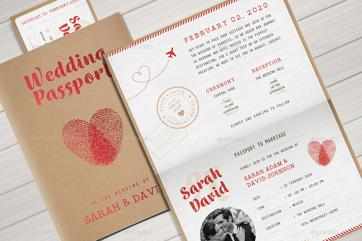 Passport Style Wedding Invitations Template
