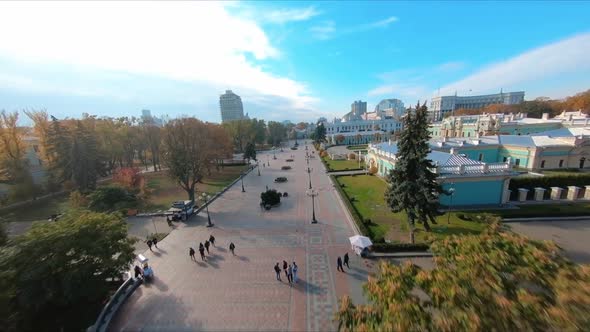 FPV Flight Over the Mariyinsky Palace in Kiev in the Autumn