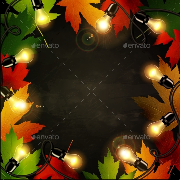 GraphicRiver Frame of Autumn Leaves Painted on Black Chalkboard 20399105 GraphicRiver Frame of Autumn Leaves Painted on Black Chalkboard 20399105