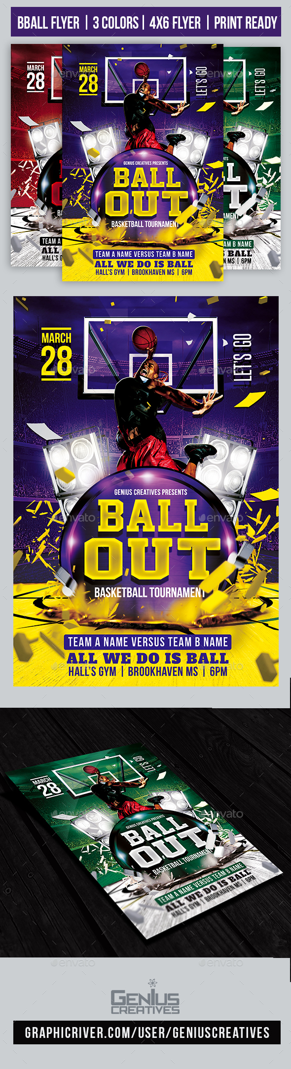 Ball Out Basketball Flyer Template - Sports Events