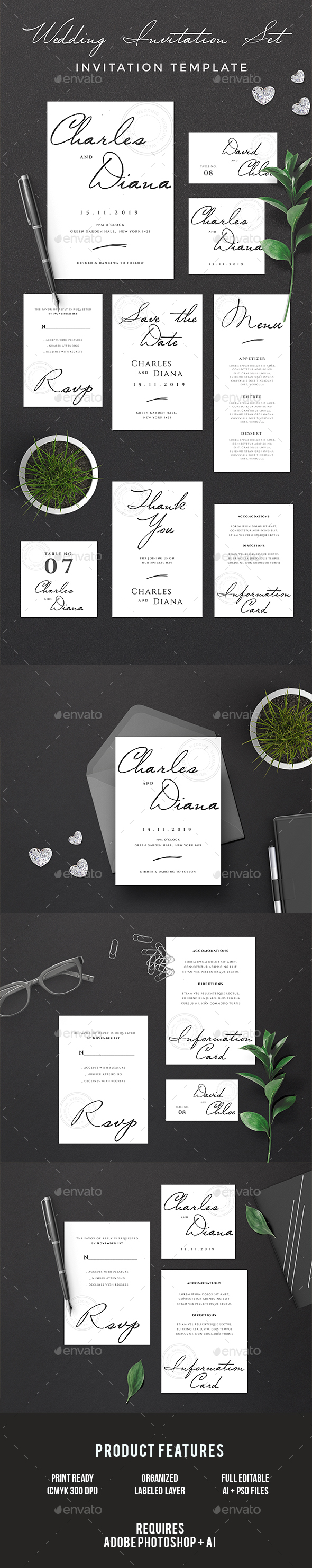 Wedding Invitation Set - Invitations Cards & Invites