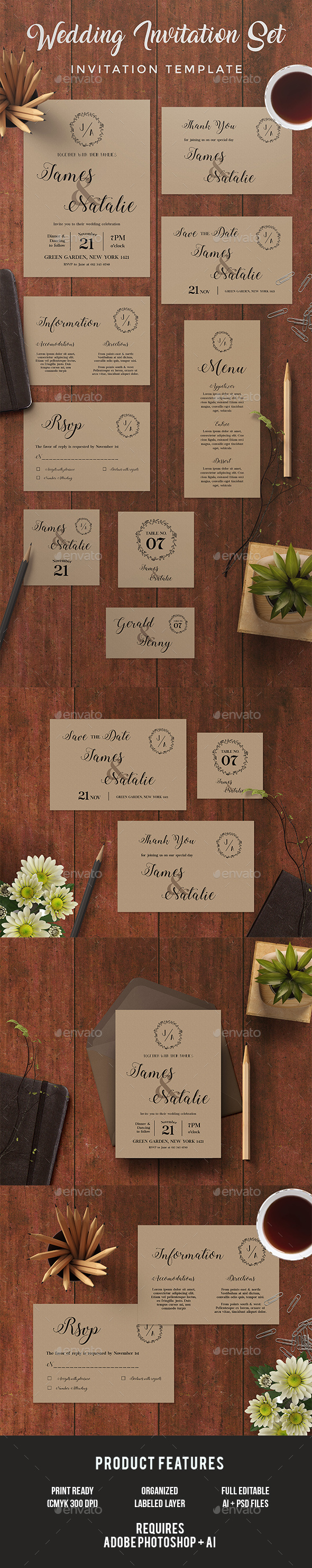 Wedding Invitation Set - Invitations Cards & Invites