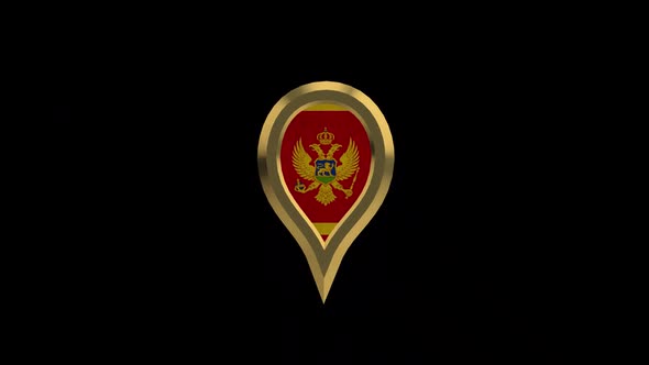 Montenegro 3D Rotating Location Gold Pin Icon alt