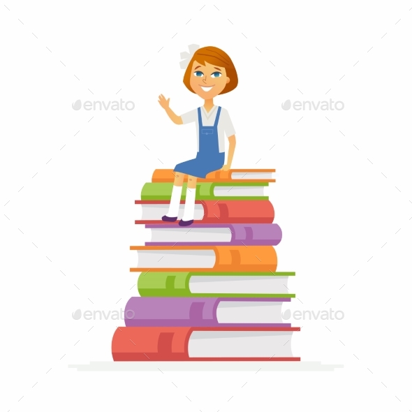 School Girl - Characters of Happy Child - People Characters