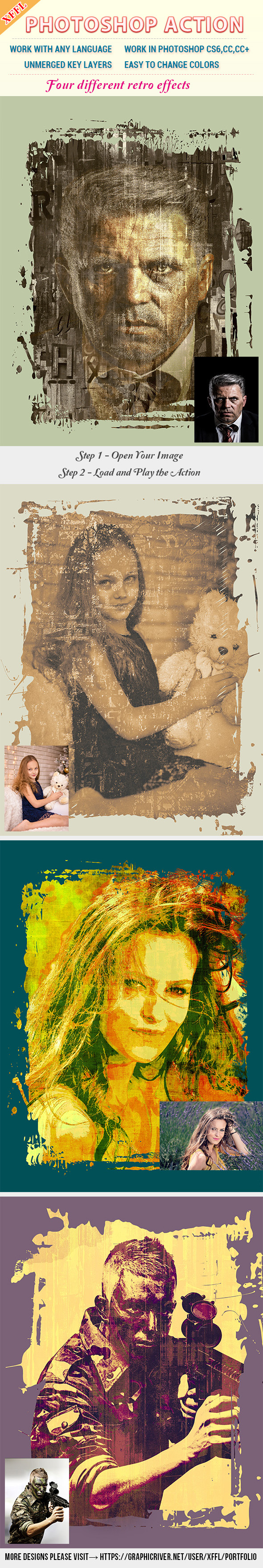 Retro Effect Photoshop Action - Photo Effects Actions