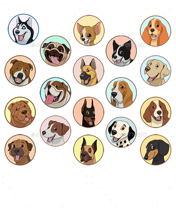 Set of Purebred Dogs - Animals Characters