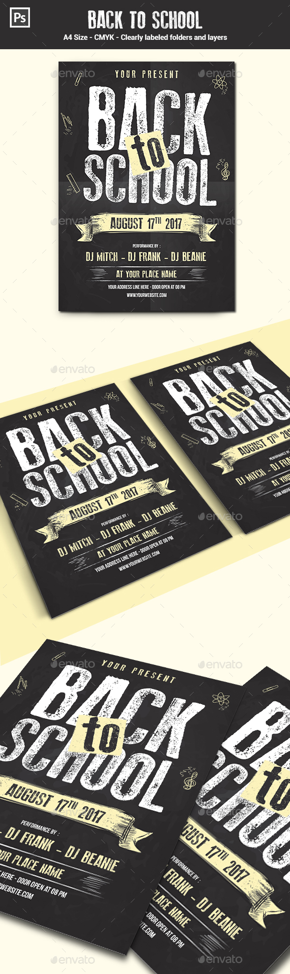 Back To School Flyer / Poster Template - Clubs & Parties Events