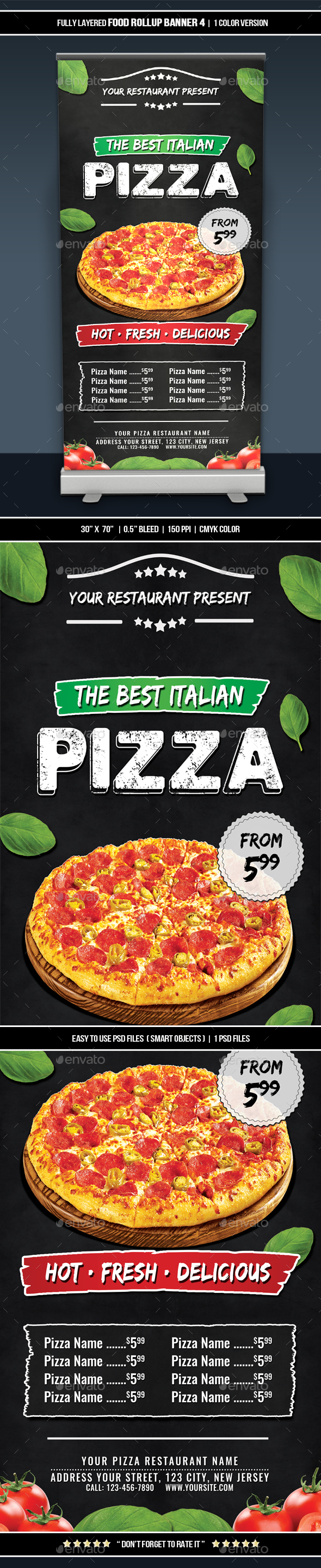 Food Roll-up Banner 4 - Restaurant Flyers