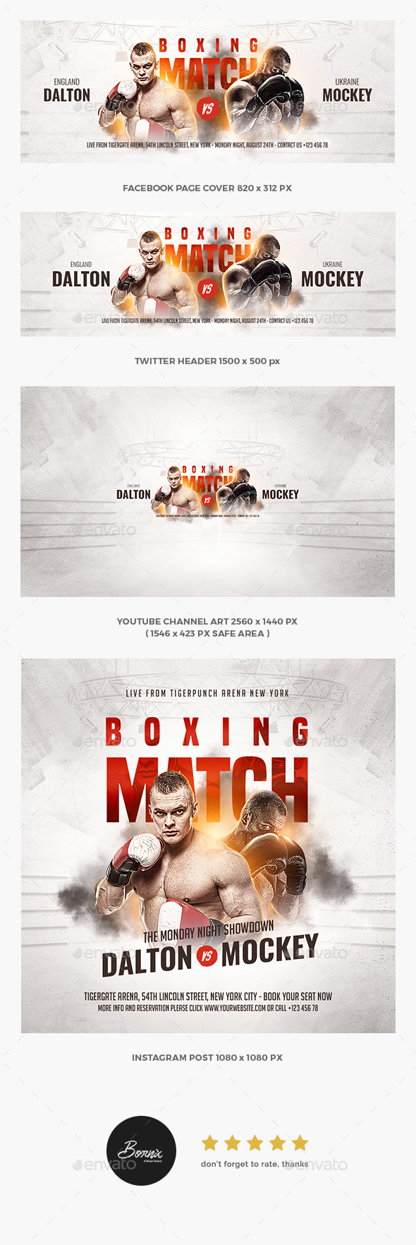 Boxing Match Social Media Template - Social Media Web Elements
