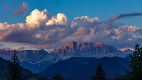 Cloud  Over Dolomite Mountain Rocks Profile