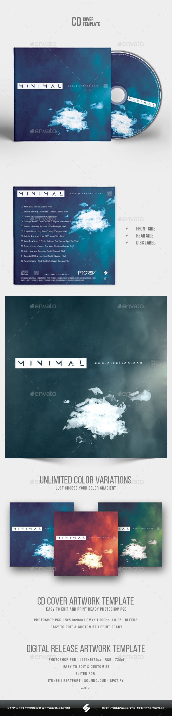 Minimal - CD Cover Artwork Template - CD & DVD Artwork Print Templates