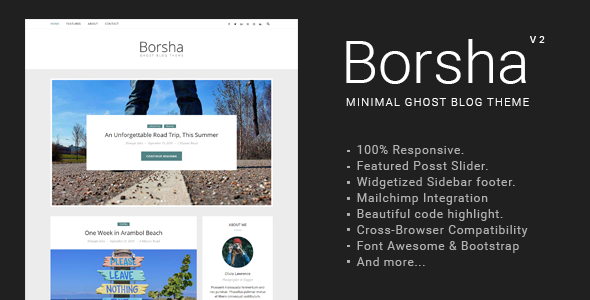 Borsha - Responsive Minimal Ghost Theme - Ghost Themes Blogging