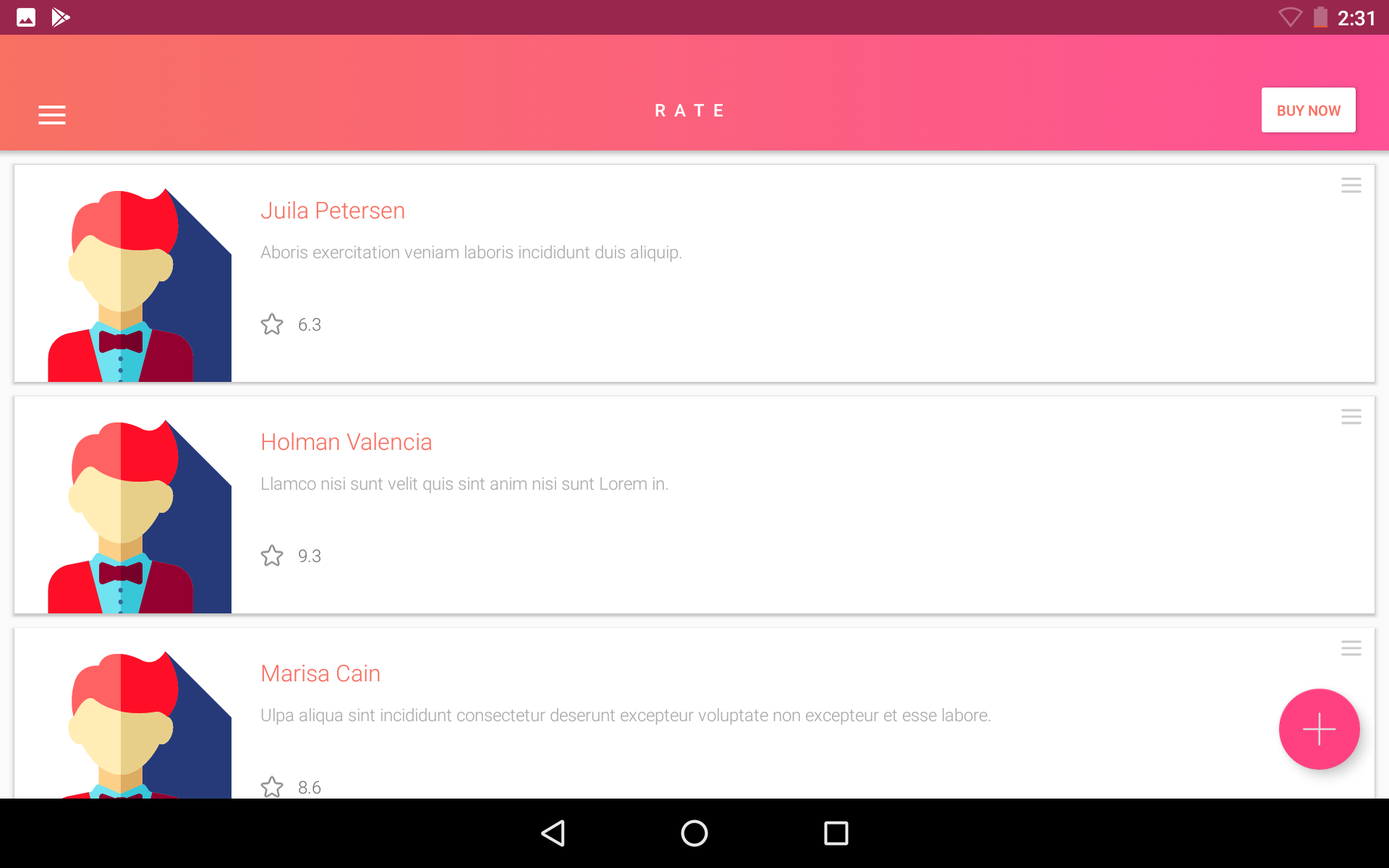 Matta Material Design Android UI Template Theme App By