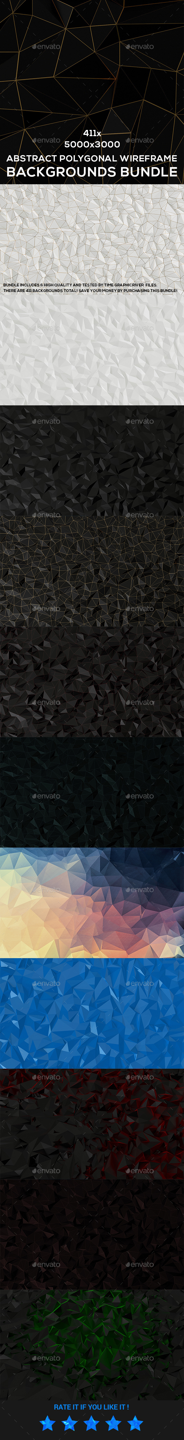 Abstract Polygonal Wireframe Backgrounds Bundle - Abstract Backgrounds