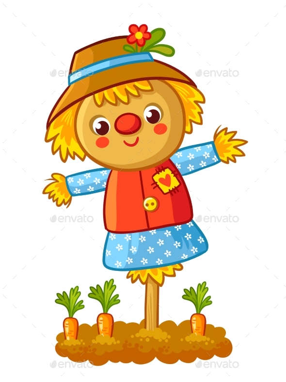 The Scarecrow is Standing in a Garden - Animals Characters